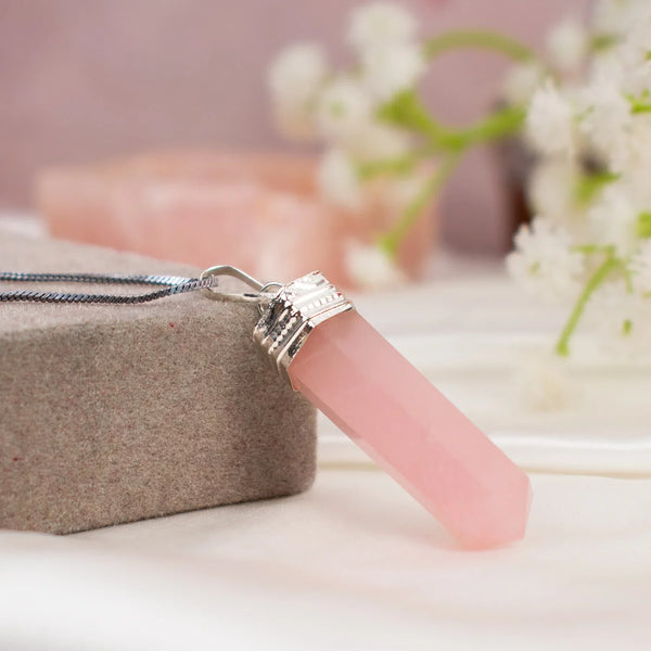 Love Attraction Rose Quartz Pencil Pendant