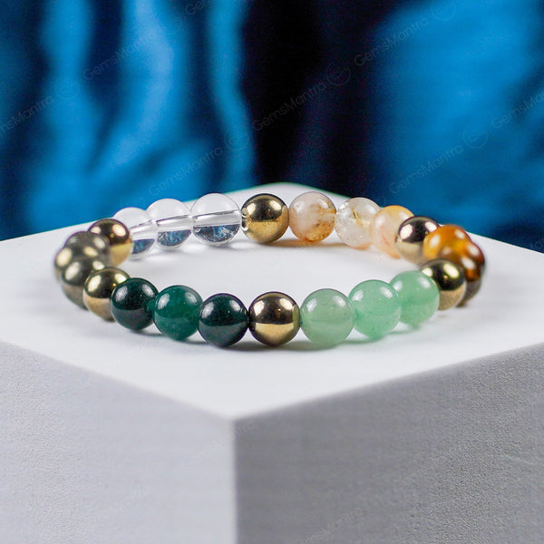 Dhan Yog Bracelet – Citrine, Pyrite & Aventurine, 8mm