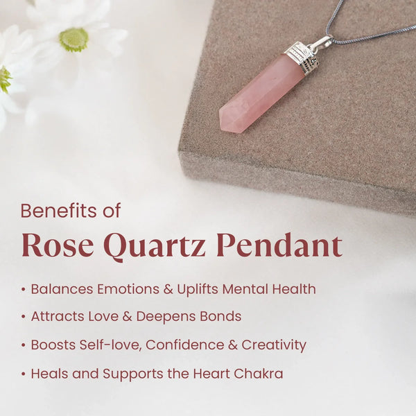 Love Attraction Rose Quartz Pencil Pendant