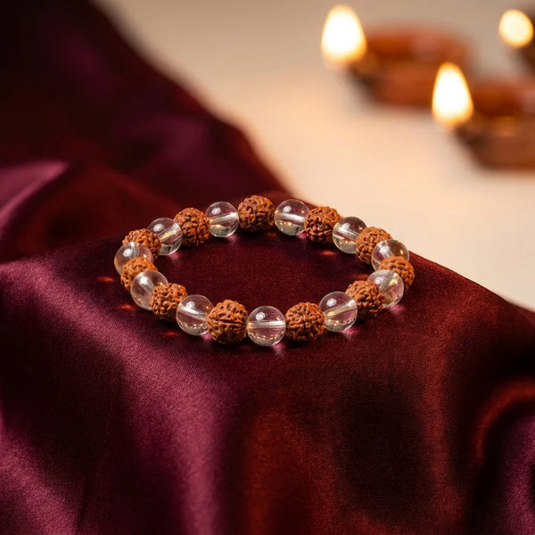 Rudraksha Bracelet with Crystal for Men – Positive Energy